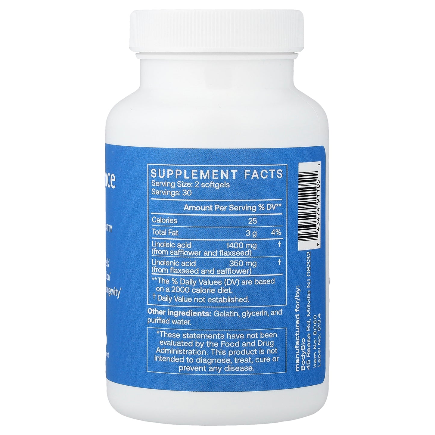 BodyBio, Balance Oil, Essential Fatty Acids, 60 Softgels