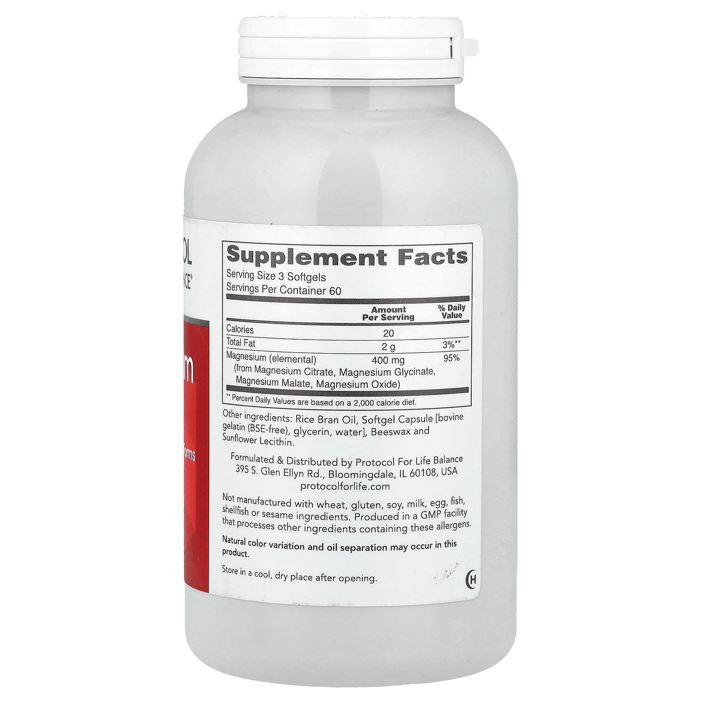 Protocol for Life Balance, Magnesium Citrate, 180 Softgels (133 mg per Softgel)