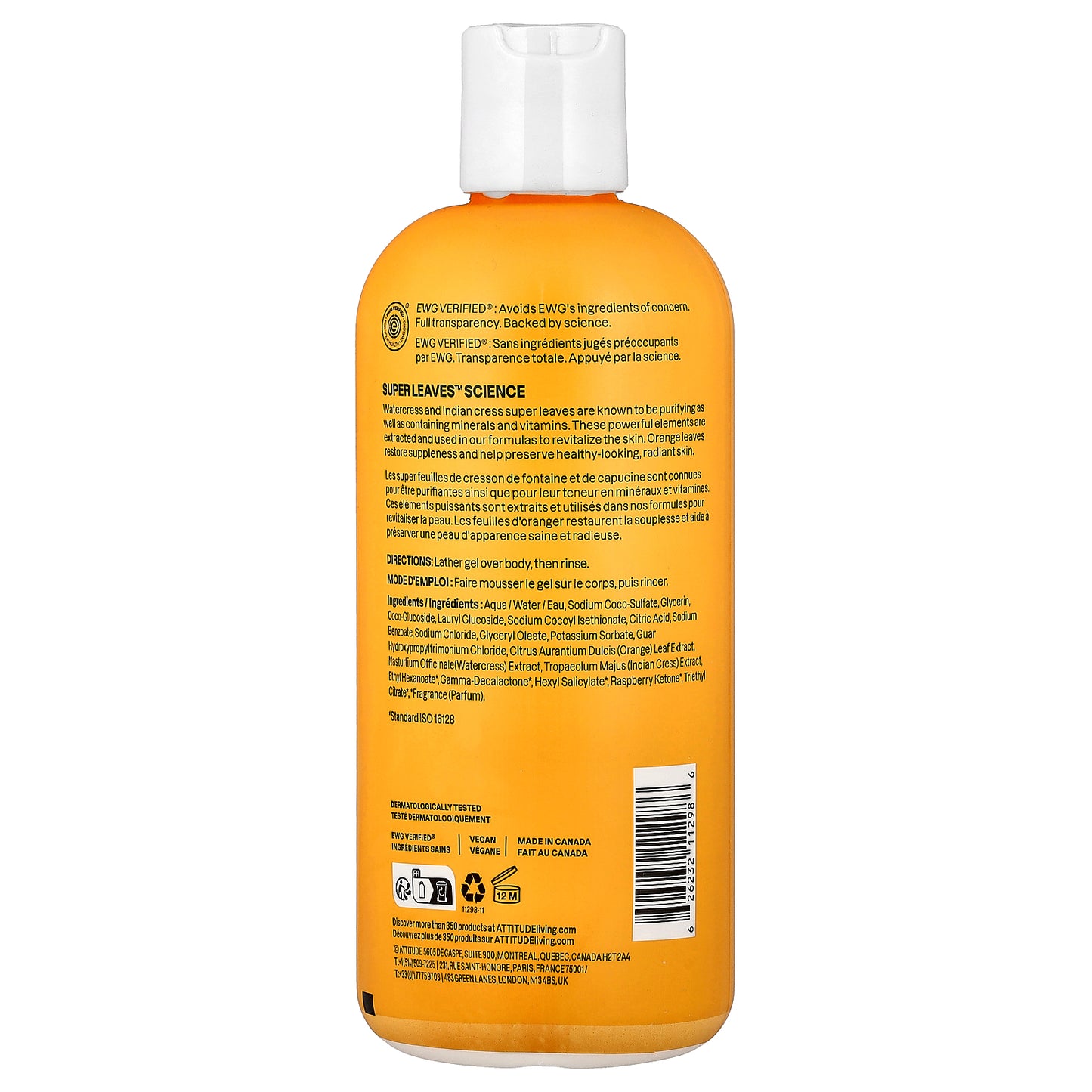 ATTITUDE, Super Leaves™, Shower Gel, Orange Blossom & Eucalyptus , 16 fl oz (473 ml)