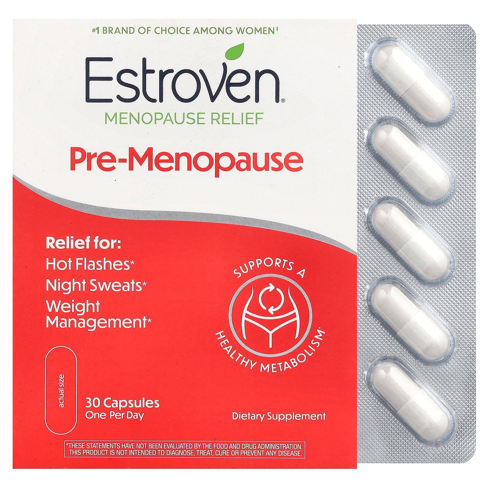 Estroven, Menopause Relief, Pre-Menopause, 30 Capsules