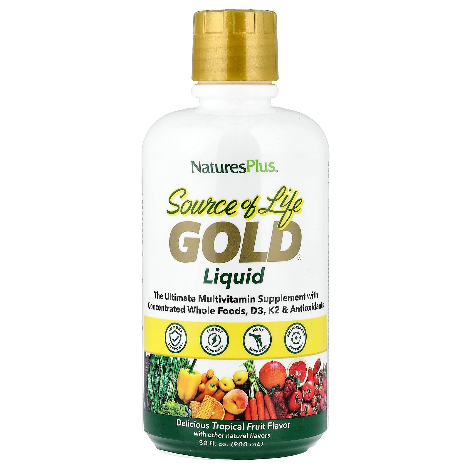 NaturesPlus, Source of Life Gold® Liquid, Tropical Fruit, 30 fl oz (900 ml)