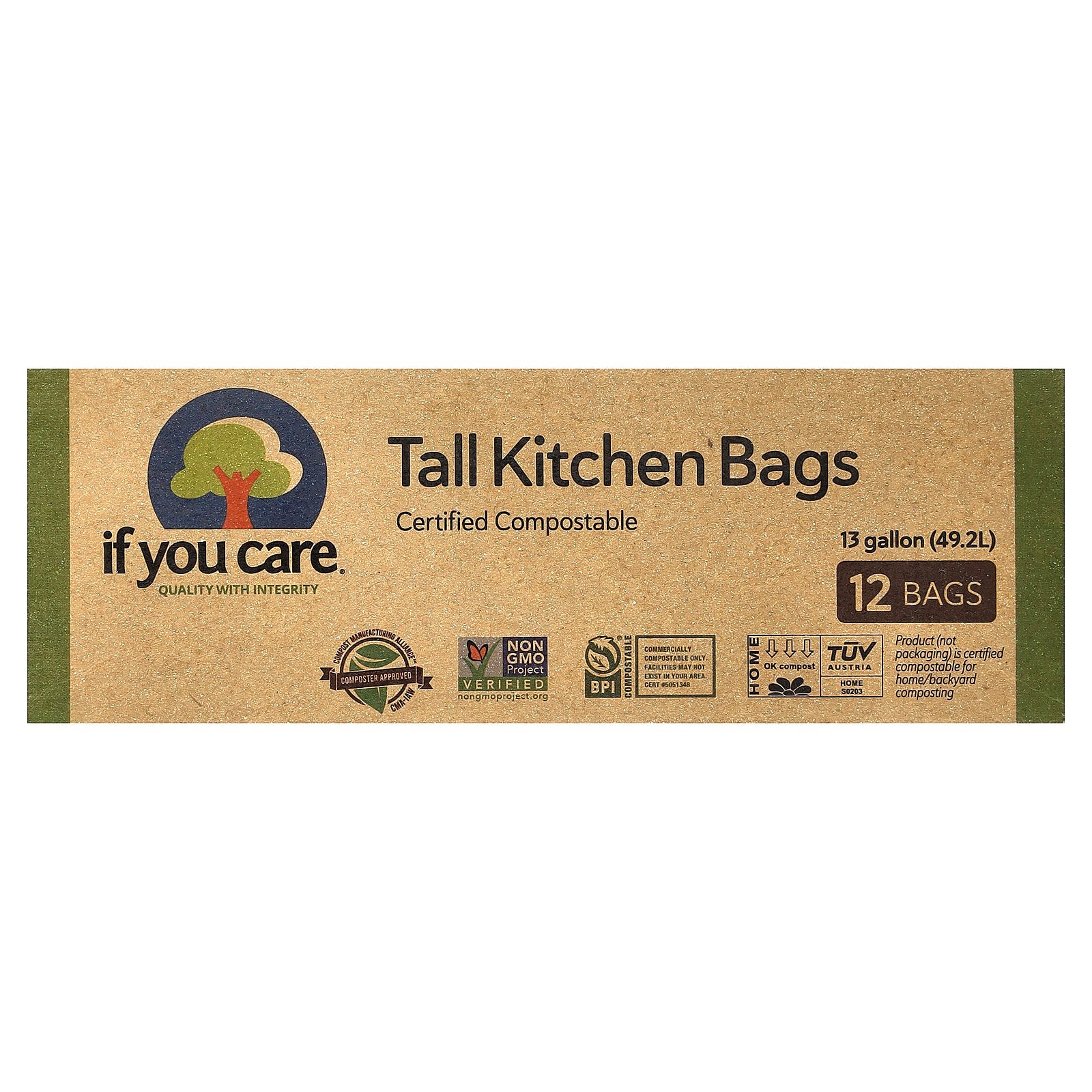 If You Care, Tall Kitchen Bags, 13 Gallon, 12 Bags