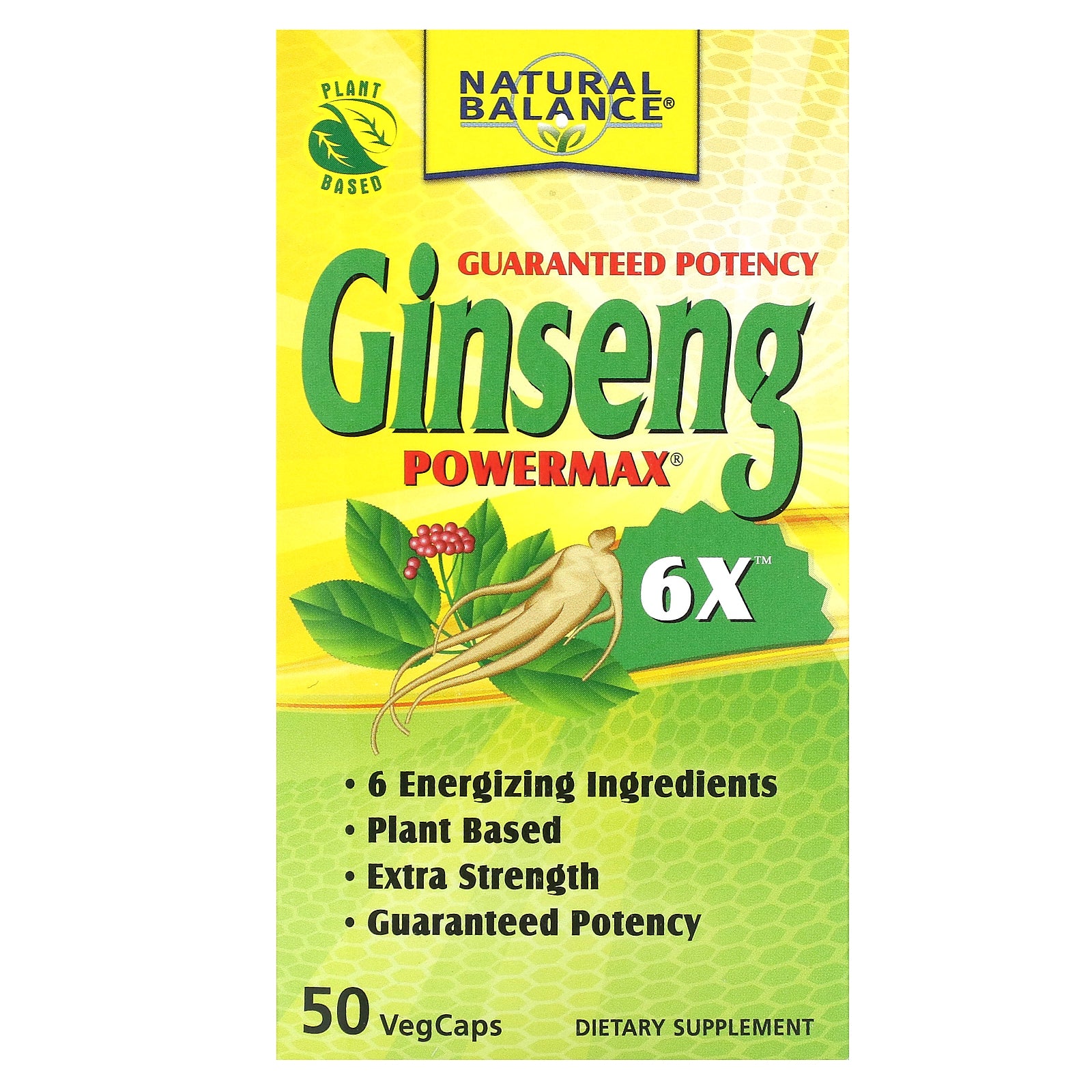 Natural Balance, Ginseng Powermax 6X, 50 VegCaps