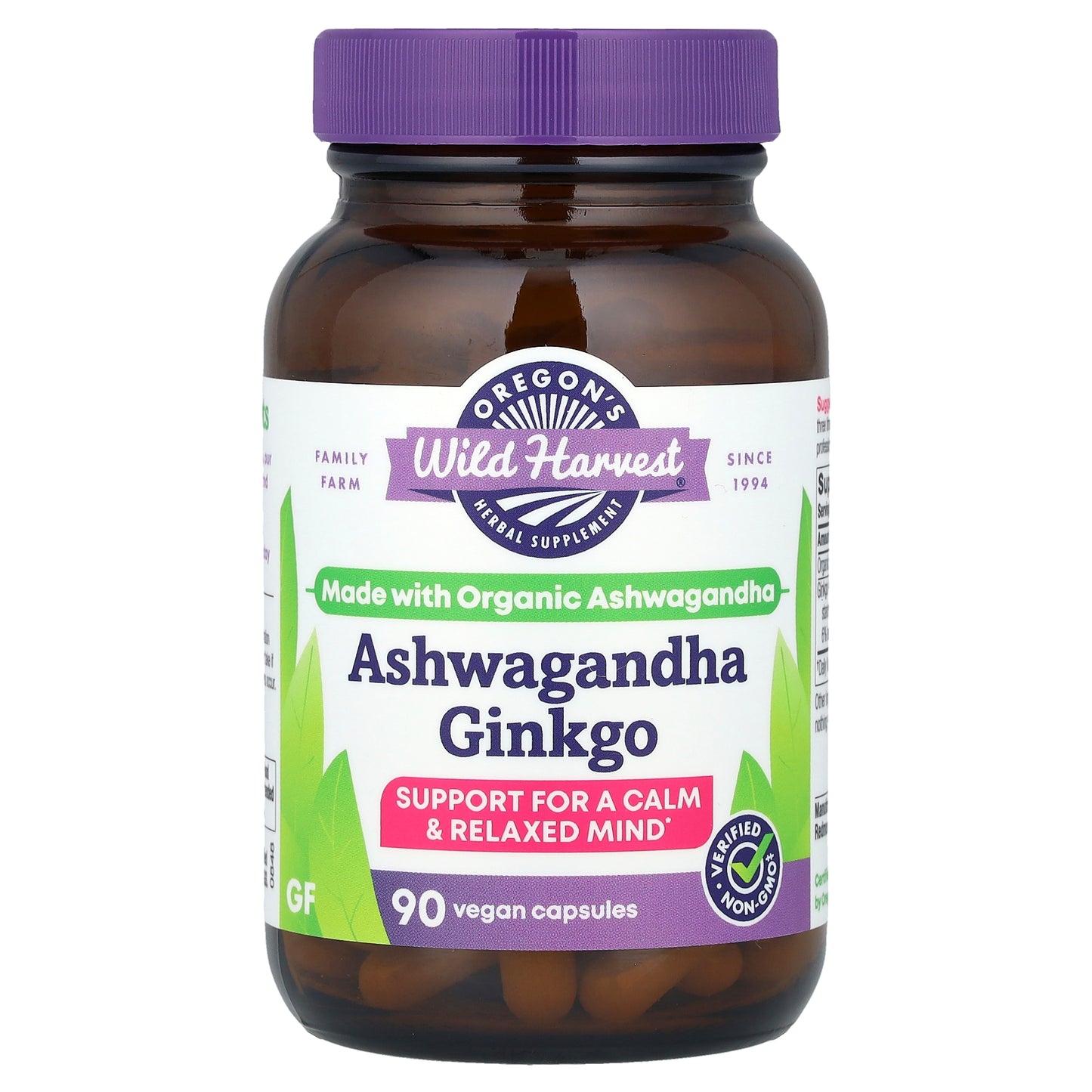 Oregon's Wild Harvest, Ashwagandha Ginkgo, 90 Vegan Capsules