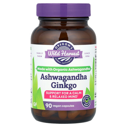 Oregon's Wild Harvest, Ashwagandha Ginkgo, 90 Vegan Capsules