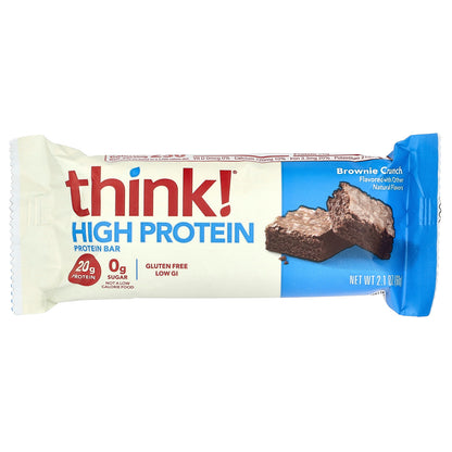 Think !, High Protein Bars, Brownie Crunch, 5 Bars, 2.1 oz (60 g) Each