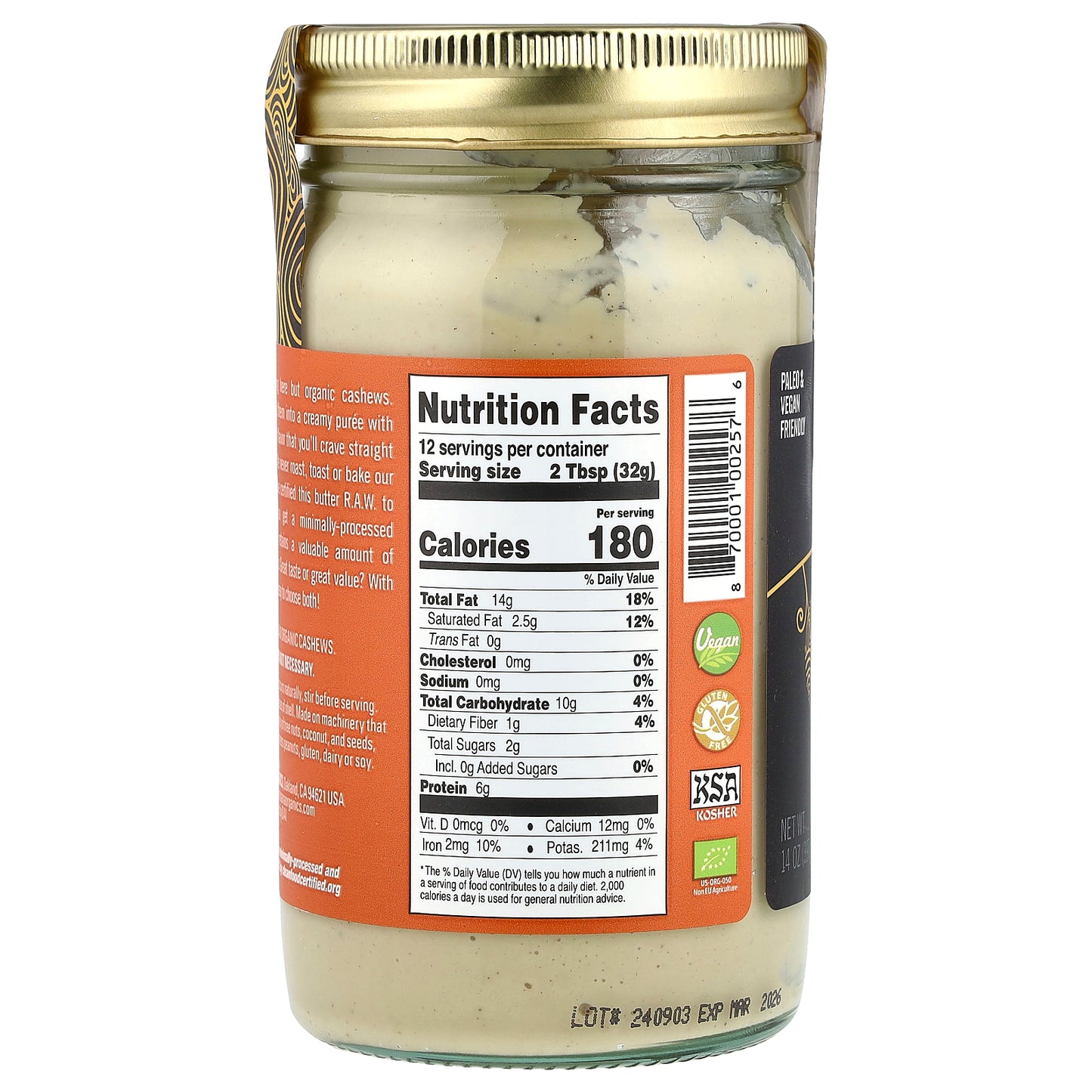 Artisana, Organics, Raw Cashew Butter, 14 oz (397 g)