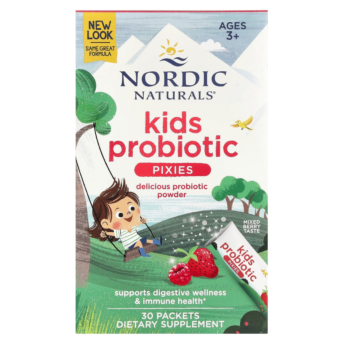 Nordic Naturals, Kids Probiotic Pixies, Ages 3+, Mixed Berry, 30 Packets, 0.035 oz (1 g) Each