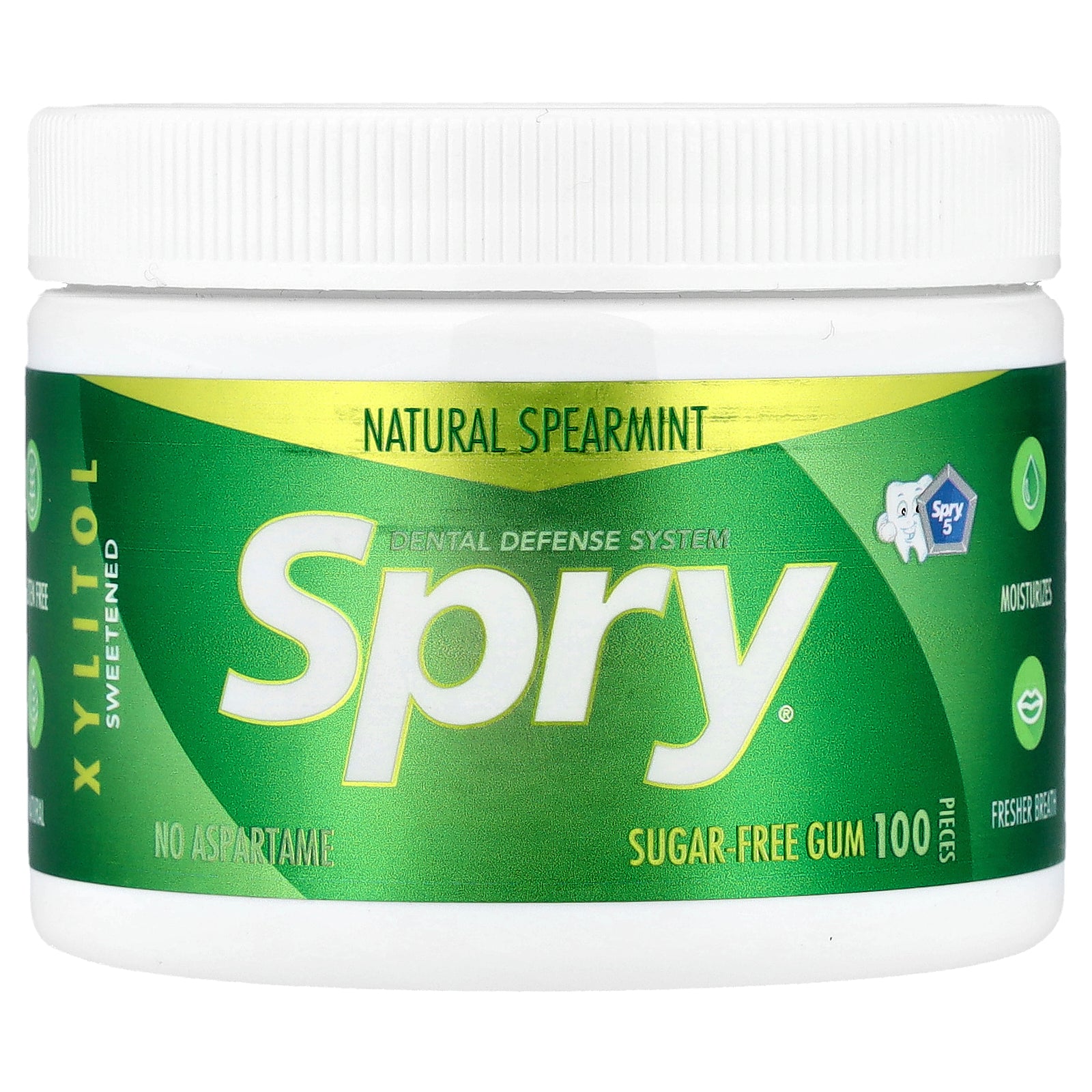 Xlear, Spry®, Sugar-Free Gum, Natural Spearmint, 100 Pieces