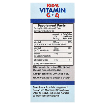 Superior Source, Kid's Vitamin C + D3 Clean Melts™, 90 Instant Dissolve Melts