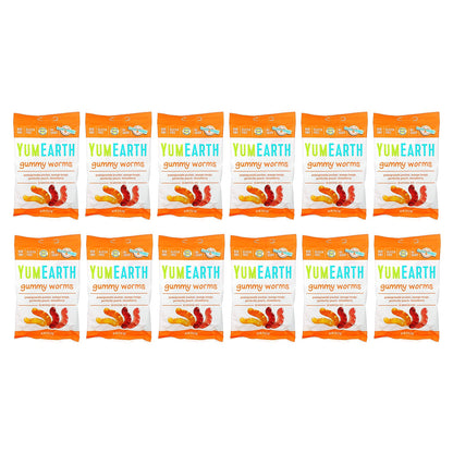 YumEarth, Gummy Worms, Assorted Flavors, 12 Packs, 2.5 oz (71 g) Each