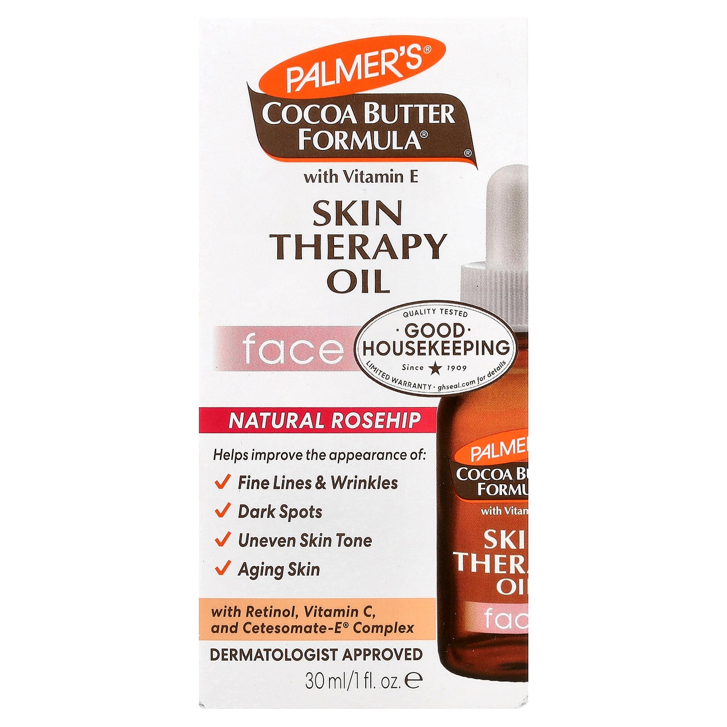 Palmer's, Cocoa Butter Formula® with Vitamin E, Face Skin Therapy Oil, Natural Rosehip, 1 fl oz (30 ml)