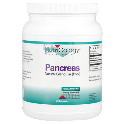 Nutricology, Pancreas, Natural Glandular (Pork), 425 mg , 720 Capsules