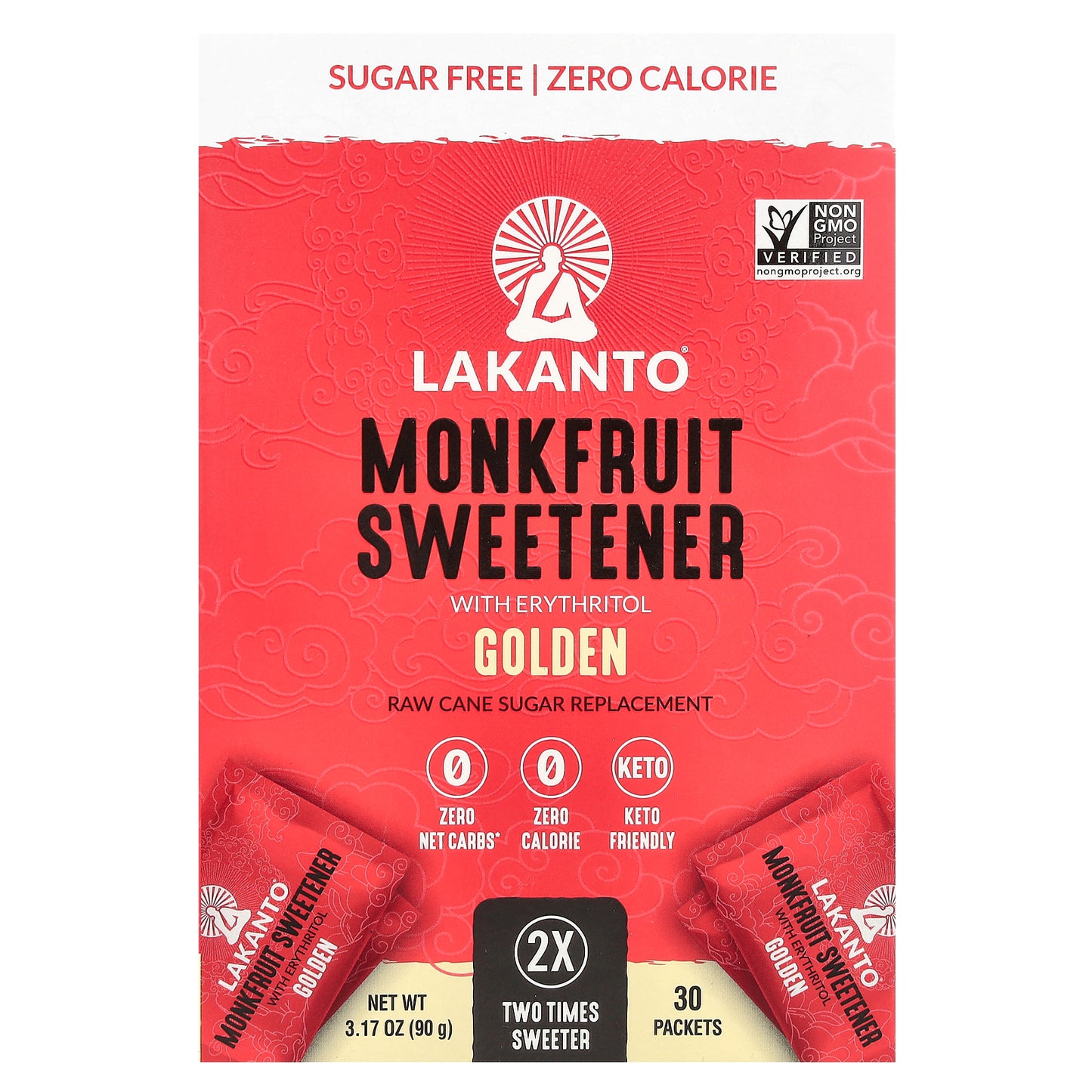 Lakanto, Monkfruit Sweetener with Erythritol, Golden, 30 Packets, 3.17 oz (90 g)