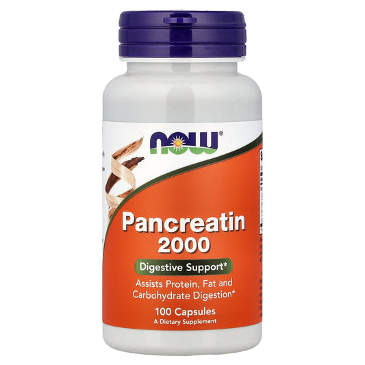 NOW Foods, Pancreatin 2000, 100 Capsules (200 mg per Capsule)
