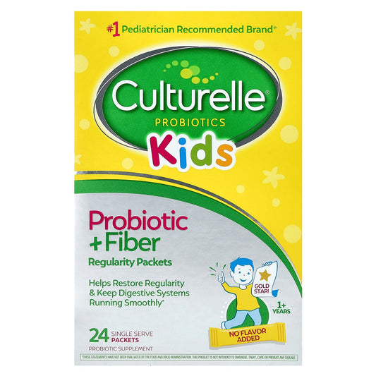 Culturelle, Kids, Probiotic + Fiber, Regularity, 1+ Years, 24 Single Serve Packets, 0.17 oz (4.8 g) Each