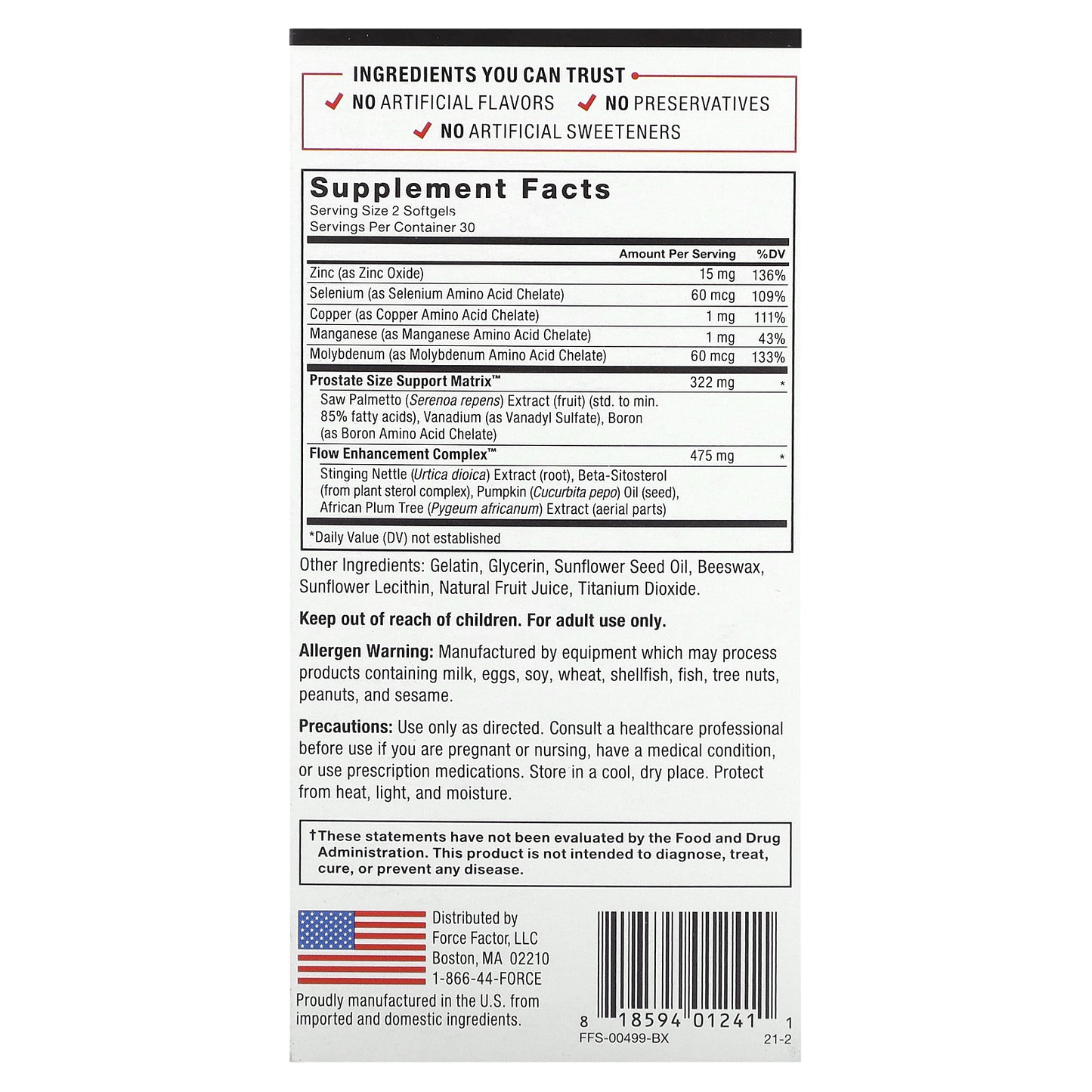 Force Factor, Prostate, Natural Prostate Health Solution, 60 Easy-To-Swallow Softgels