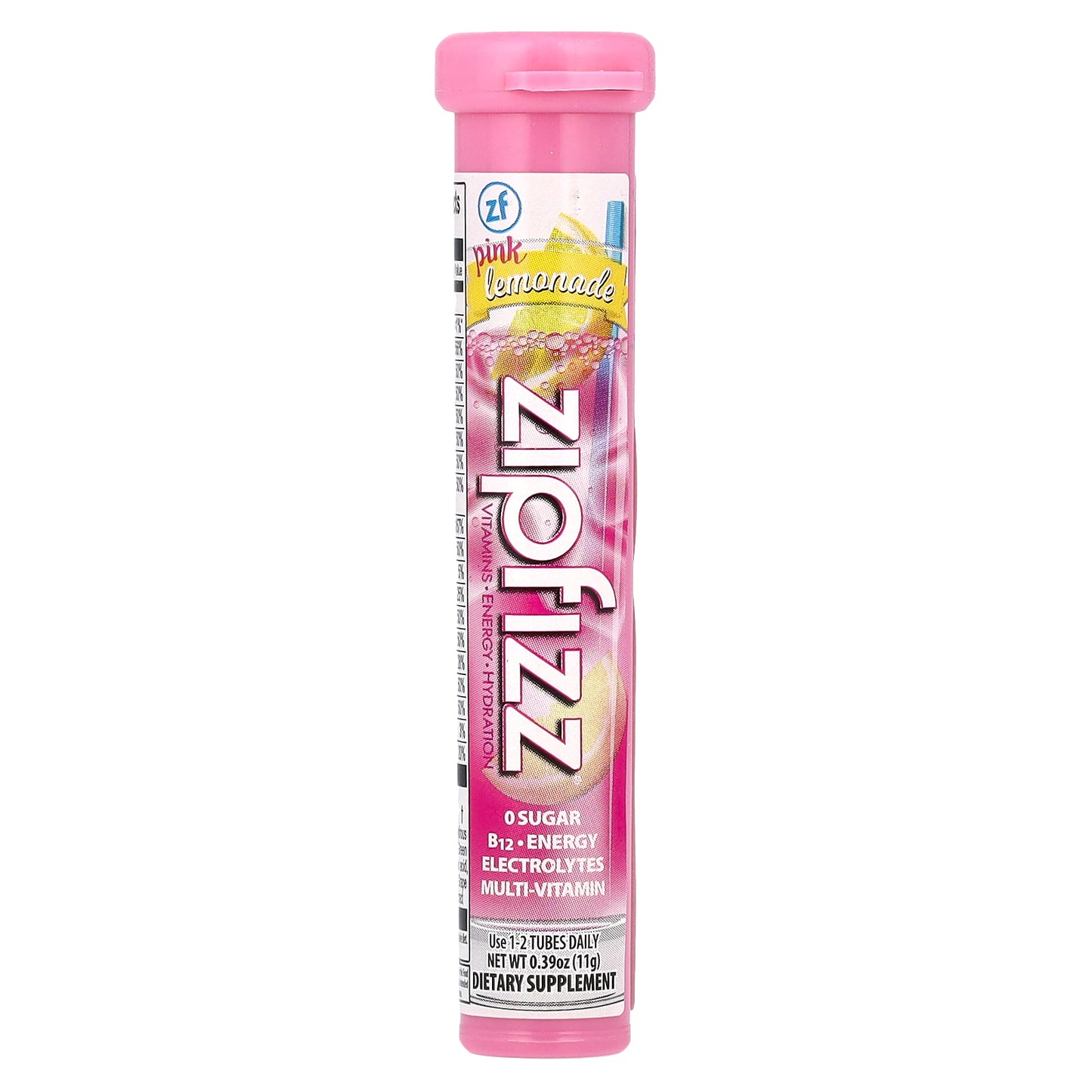 Zipfizz, Energy Drink Mix, Pink Lemonade, 20 Tubes, 0.39 oz (11 g) Each