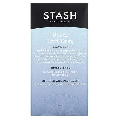 Stash Tea, Black Tea, Decaf Earl Grey, 18 Tea Bags, 1.1 oz (33 g)