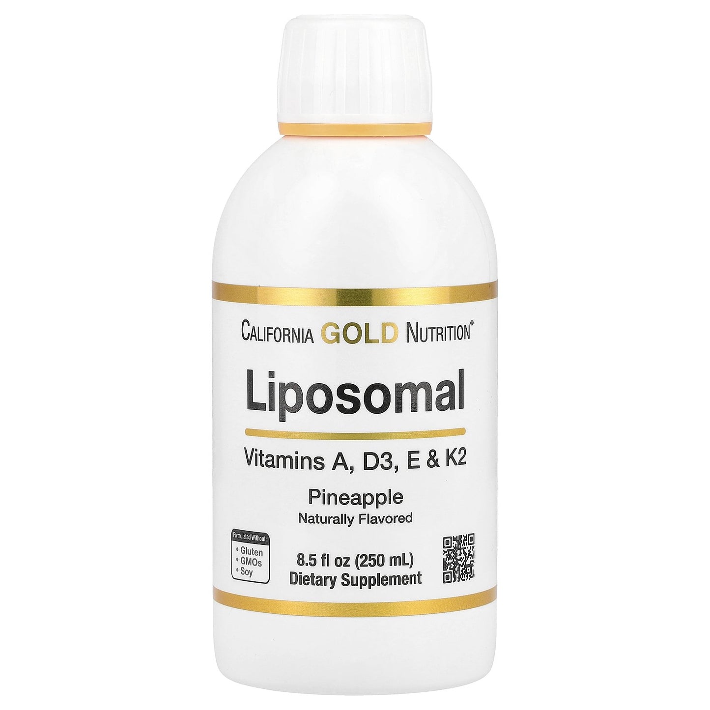 California Gold Nutrition, Liposomal Vitamin A, D3, E & K2, Pineapple, 8.5 fl oz (250 ml)