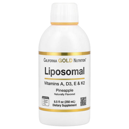 California Gold Nutrition, Liposomal Vitamin A, D3, E & K2, Pineapple, 8.5 fl oz (250 ml)