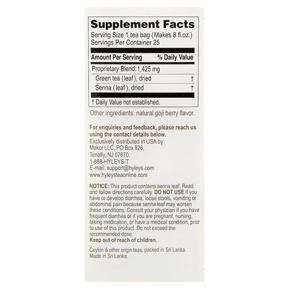 Hyleys Tea, Slim Tea, Goji Berry, 25 Foil Envelope Tea Bags, 1.32 oz (37.5 g)