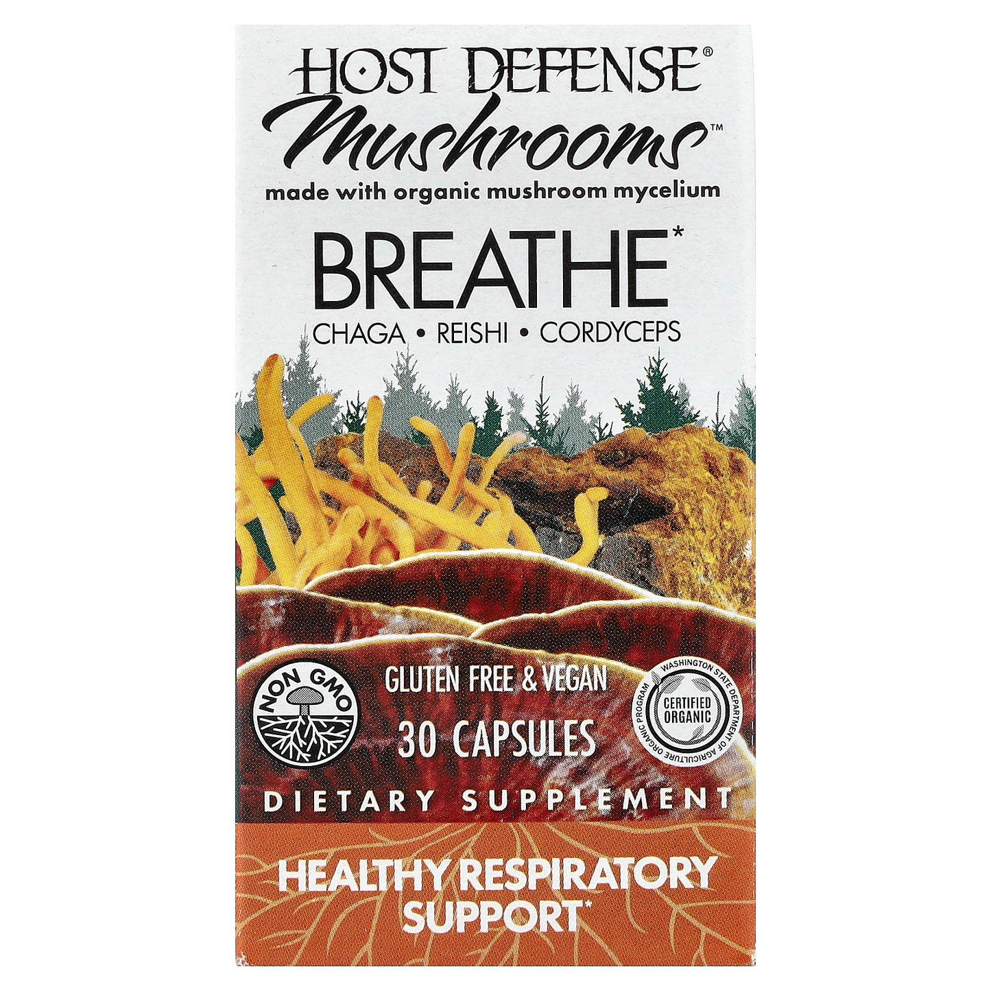Host Defense, Mushrooms™, Breath, 30 Capsules