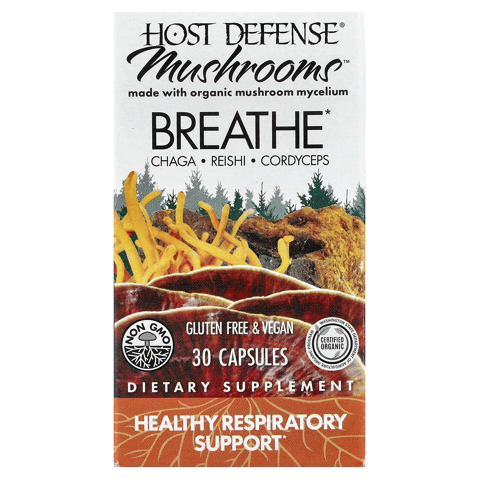 Host Defense, Mushrooms™, Breath, 30 Capsules
