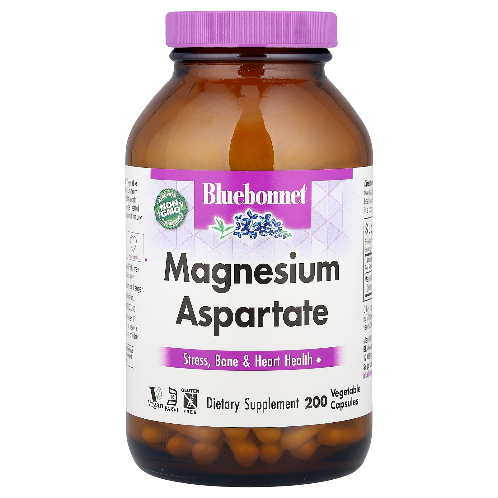 Bluebonnet Nutrition, Magnesium Aspartate, 200 Vegetable Capsules (200 mg per Capsule)