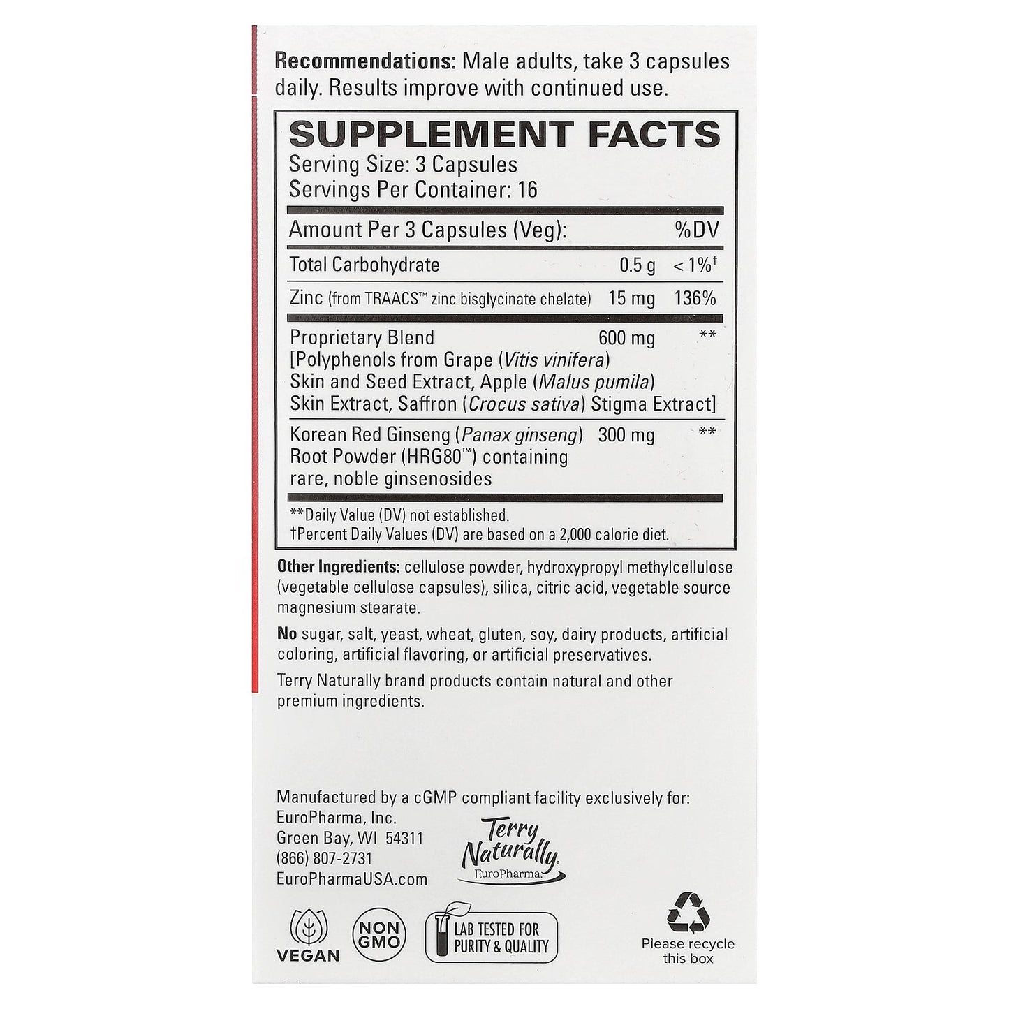 Terry Naturally, HRG80™ Red Ginseng, 48 Capsules