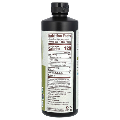 Nutiva, Organic Hemp Seed Oil, Raw & Cold Pressed, 24 fl oz (710 ml)