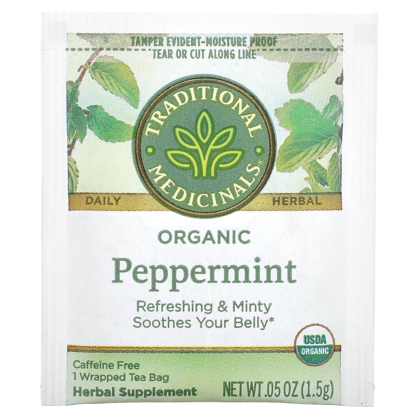 Traditional Medicinals, Organic Peppermint, Caffeine Free, 16 Wrapped Tea Bags, 0.85 oz (24 g)