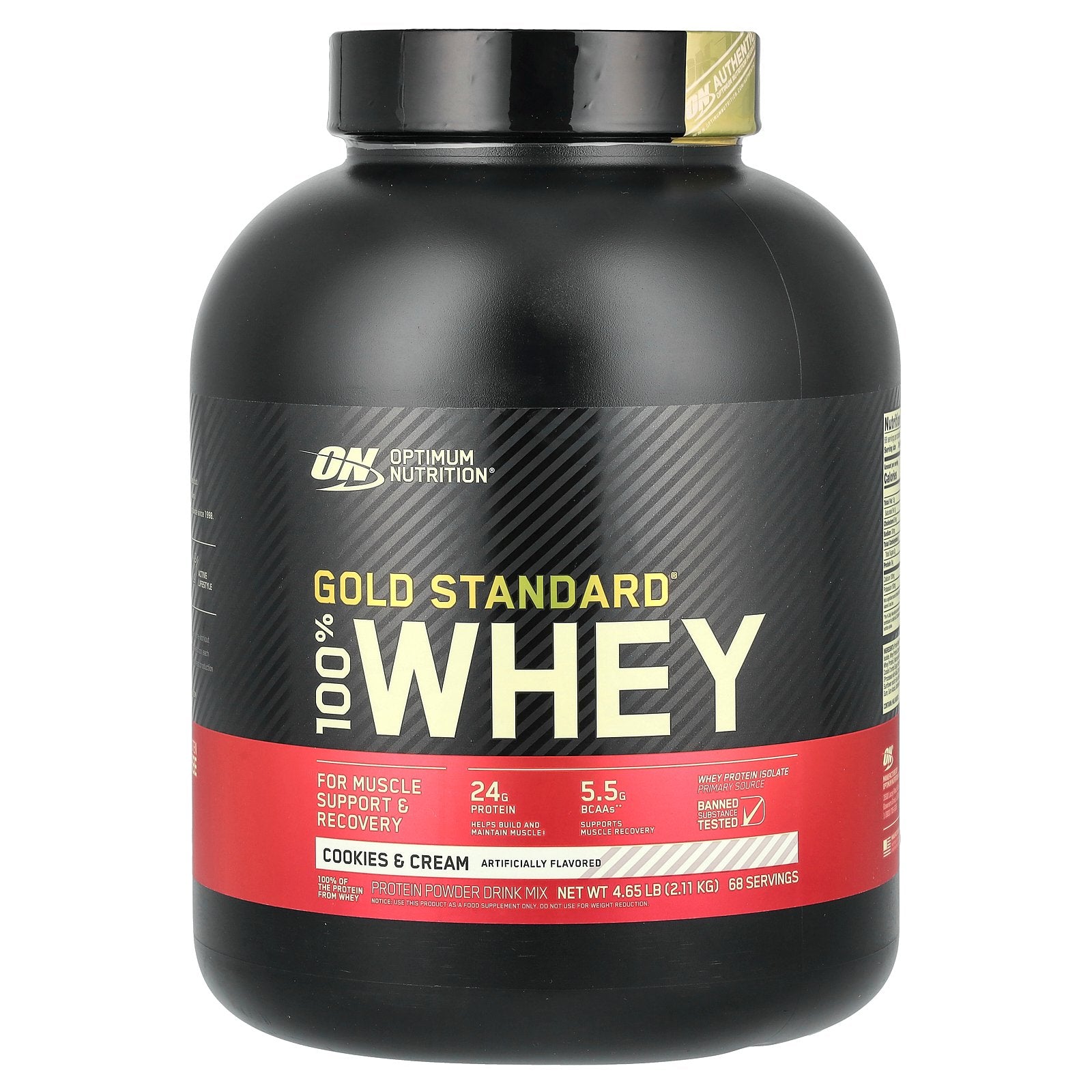 Optimum Nutrition, Gold Standard® 100% Whey, Cookies & Cream, 4.65 lb (2.11 kg)