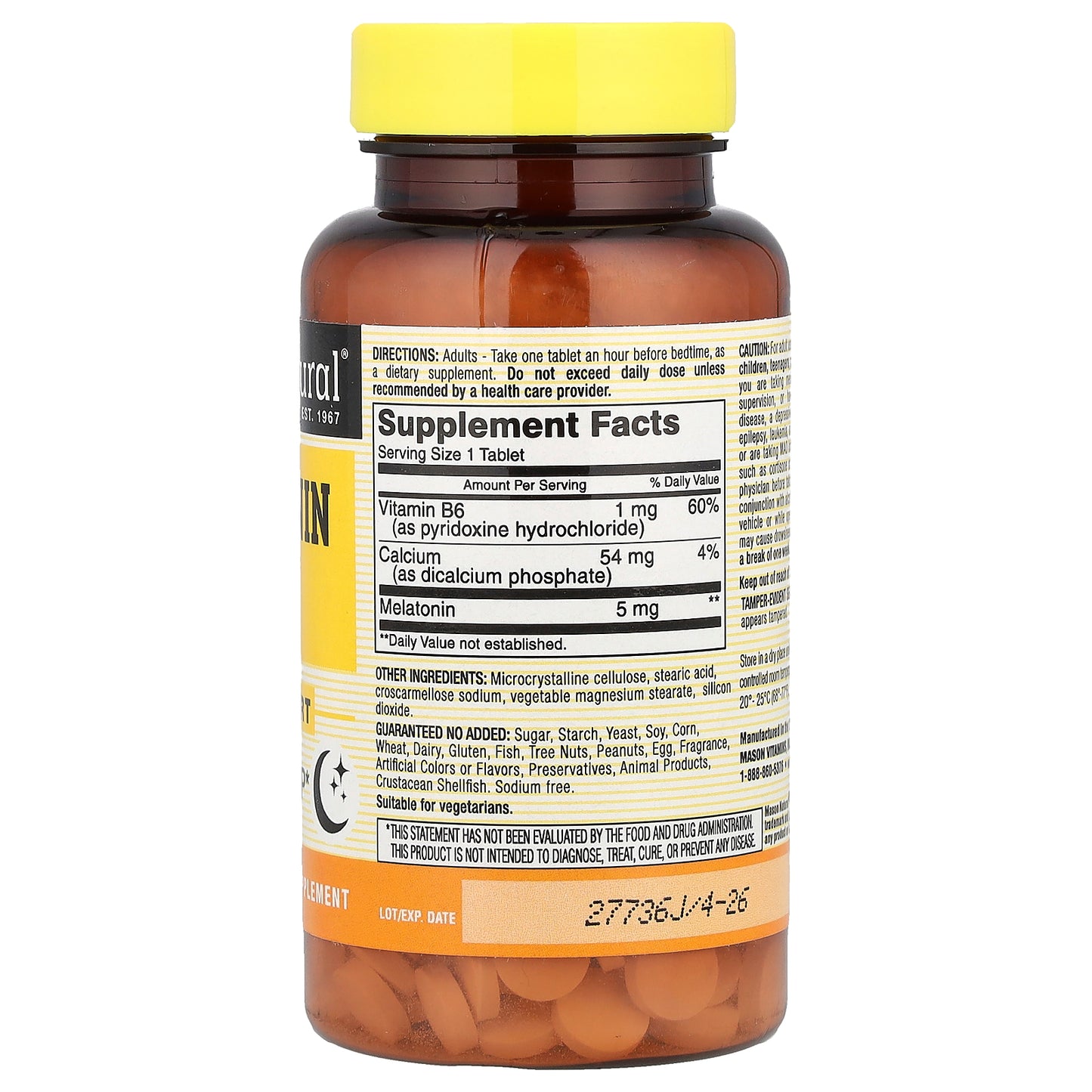 Mason Natural, Melatonin, 5 mg, 300 Tablets