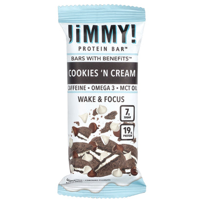 JiMMY!, Bars with Benefits, Protein Bar, Cookies 'N Cream, 12 Bars, 2.05 oz (58 g) Each