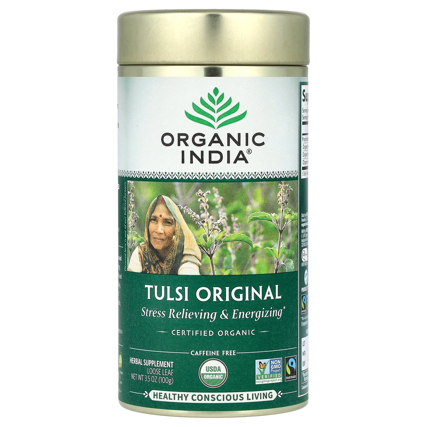 Organic India, Tulsi Original Loose Leaf Tea, Caffeine Free, 3.5 oz (100 g)