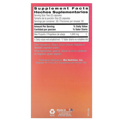 Bio Nutrition, Bee Propolis, 60 Capsules (500 mg per Capsule)