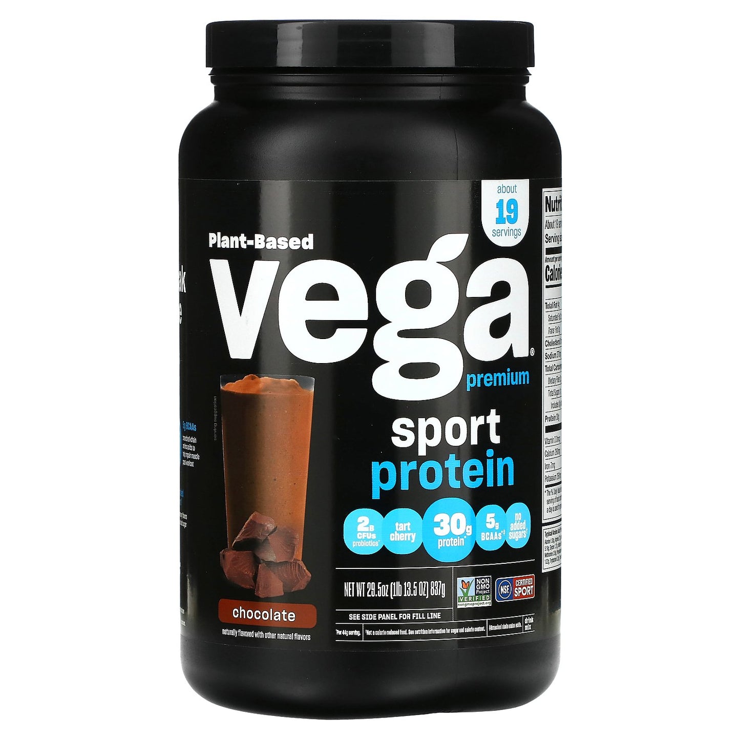 Vega, Sport, Plant-Based Premium Protein Powder, Chocolate, 1 lb 13.5 oz (837 g)