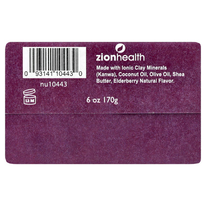 Zion Health, Ancient Clay Bar Soap, Elderberry, 6 oz (170 g)