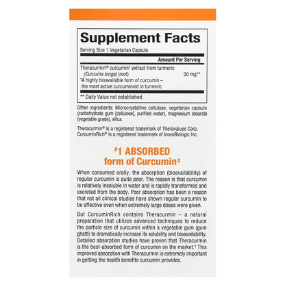 Natural Factors, CurcuminRich, Theracurmin, 30 mg, 120 Vegetarian Capsules