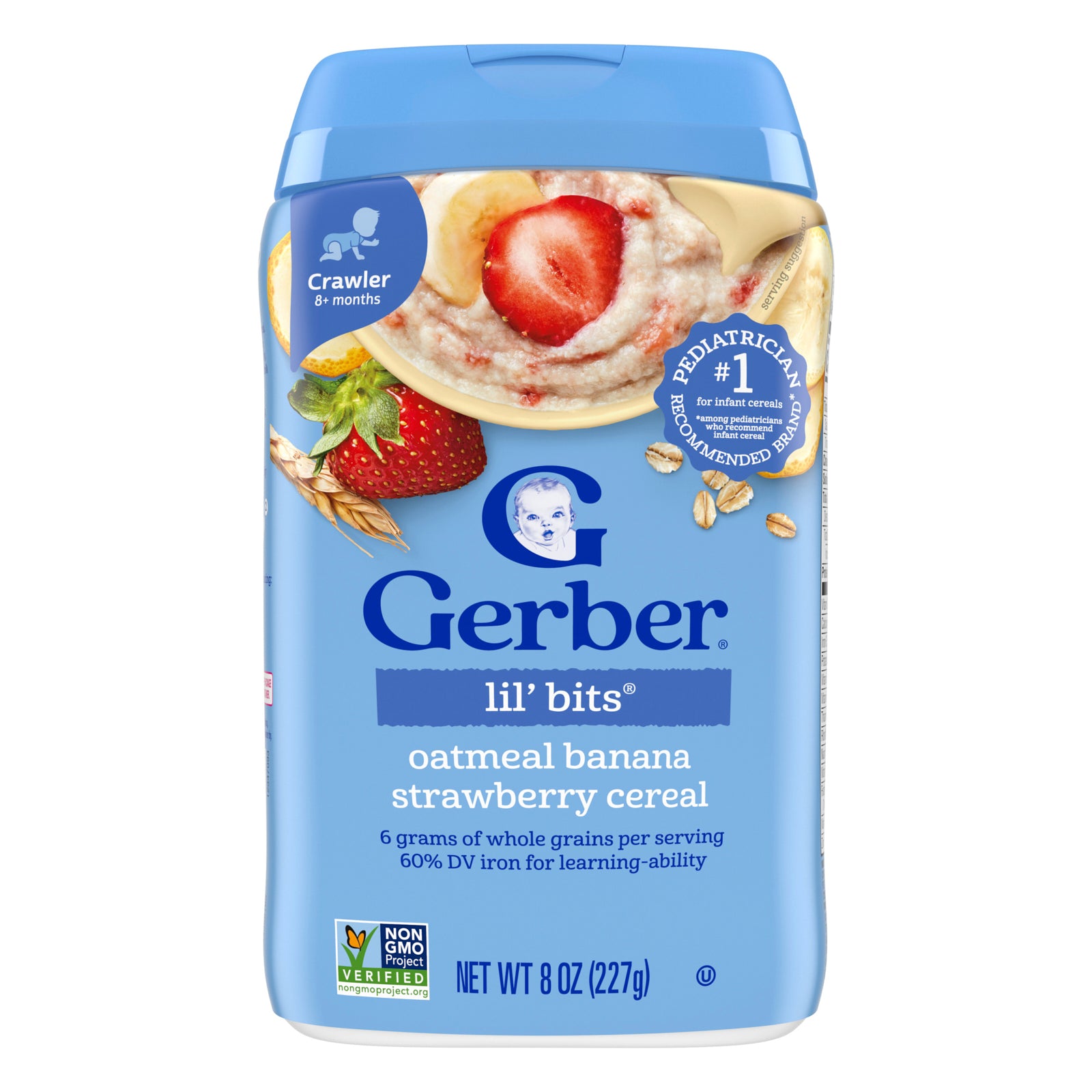Gerber, Lil' Bits® Cereal, 8+ Months, Oatmeal Banana Strawberry, 8 oz (227 g)