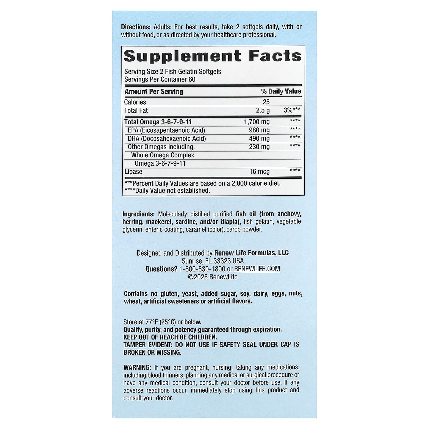 Renew Life, Norwegian Gold®, Critical Omega™ Ultimate Fish Oils, 120 Fish Gelatin Softgels