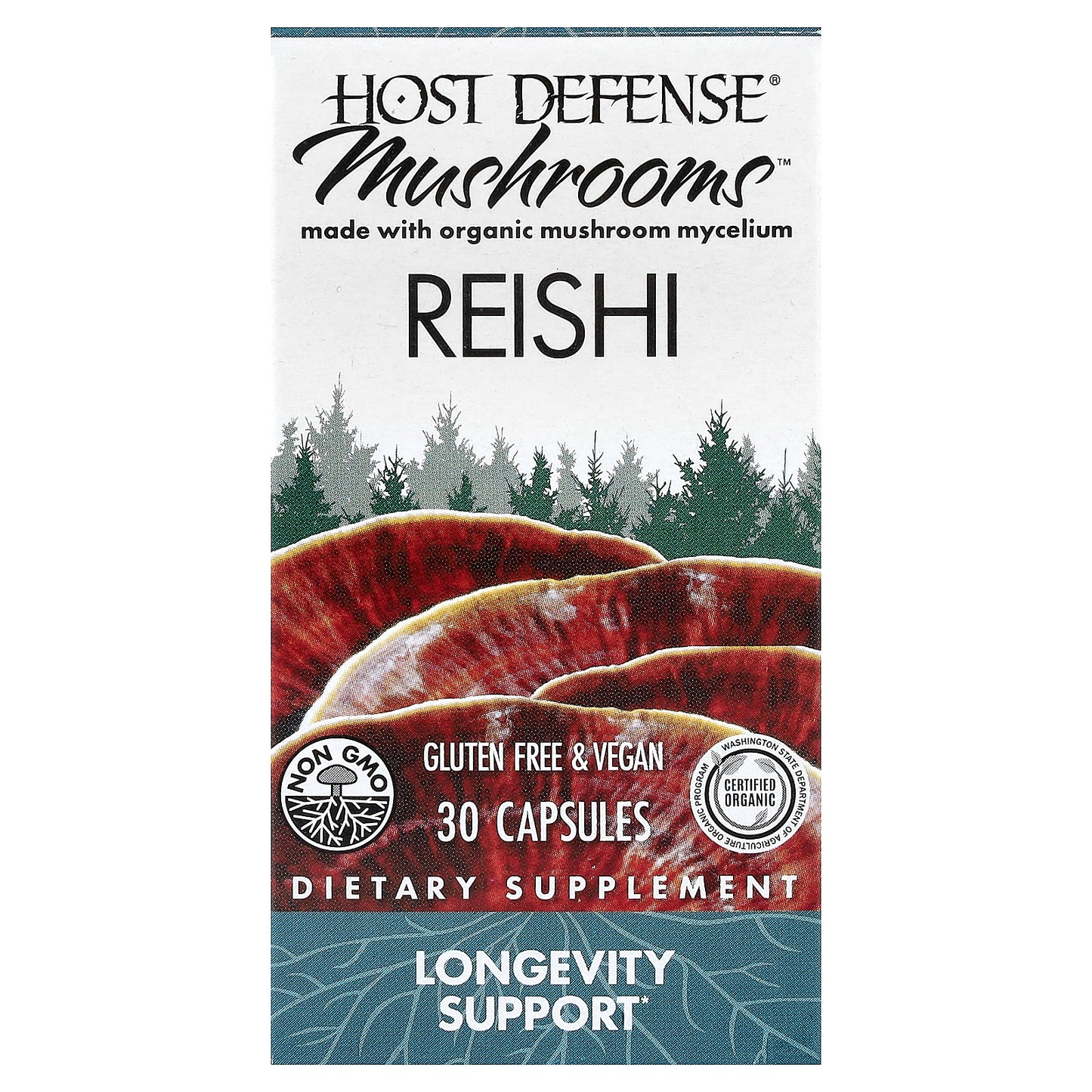 Host Defense, Mushrooms™, Reishi, 30 Capsules (0.5 g per Capsule)
