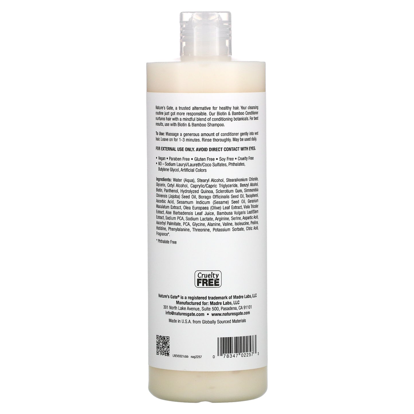 Nature's Gate, Biotin & Bamboo Conditioner for Thin Hair, 16 fl oz (473 ml)