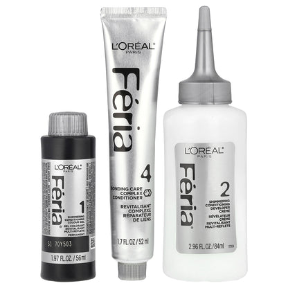 L'Oréal, Feria, Multi-Faceted Shimmering Colour,  S1 Smokey Silver, 1 Application