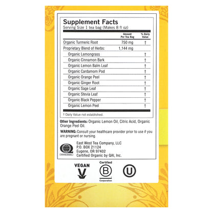 Yogi Tea, Sweet Ginger Citrus Turmeric Vitality, Caffeine Free, 16 Tea Bags, 1.12 oz (32 g)