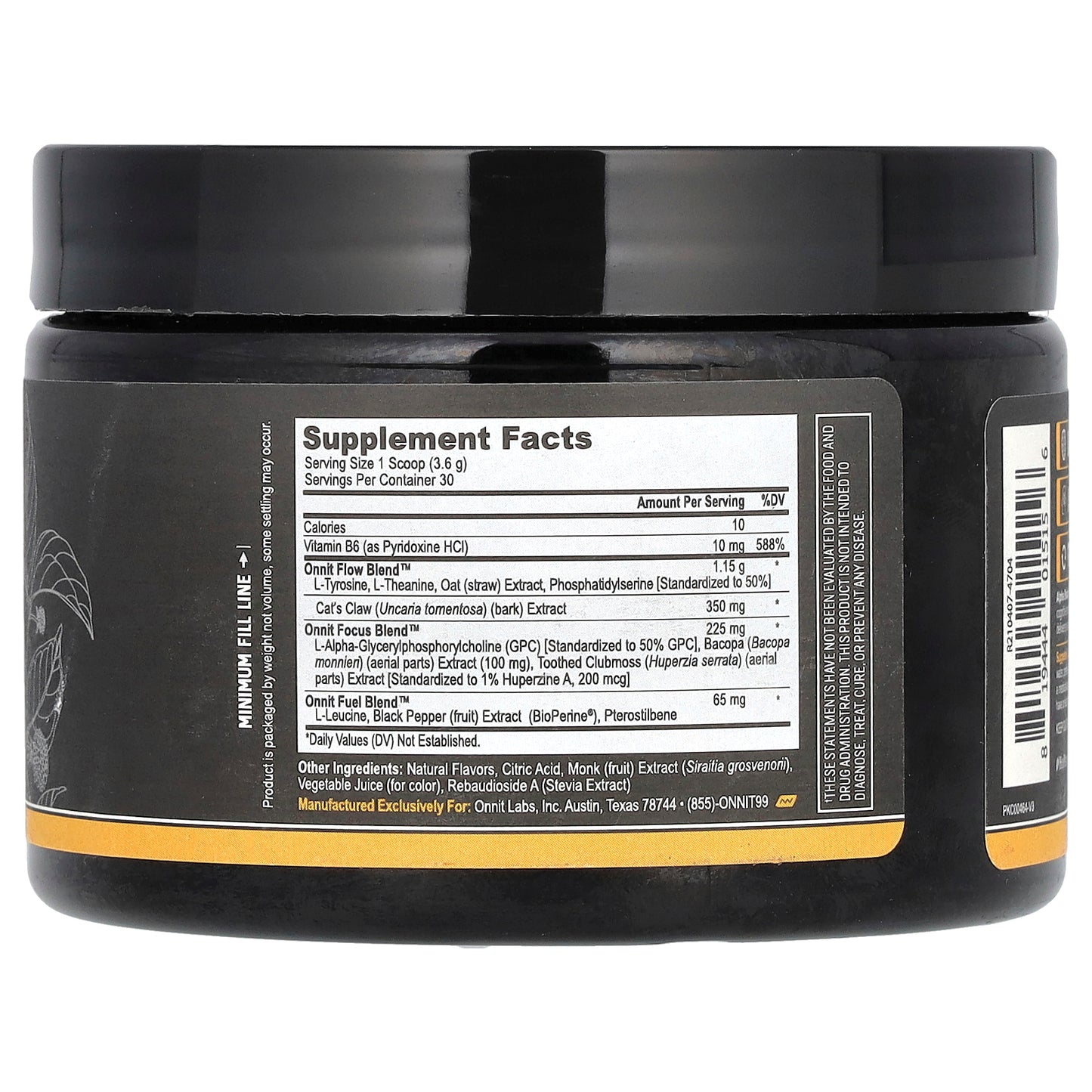 Onnit, Alpha Brain Instant, Caffeine Free, Peach , 3.8 oz (108 g)