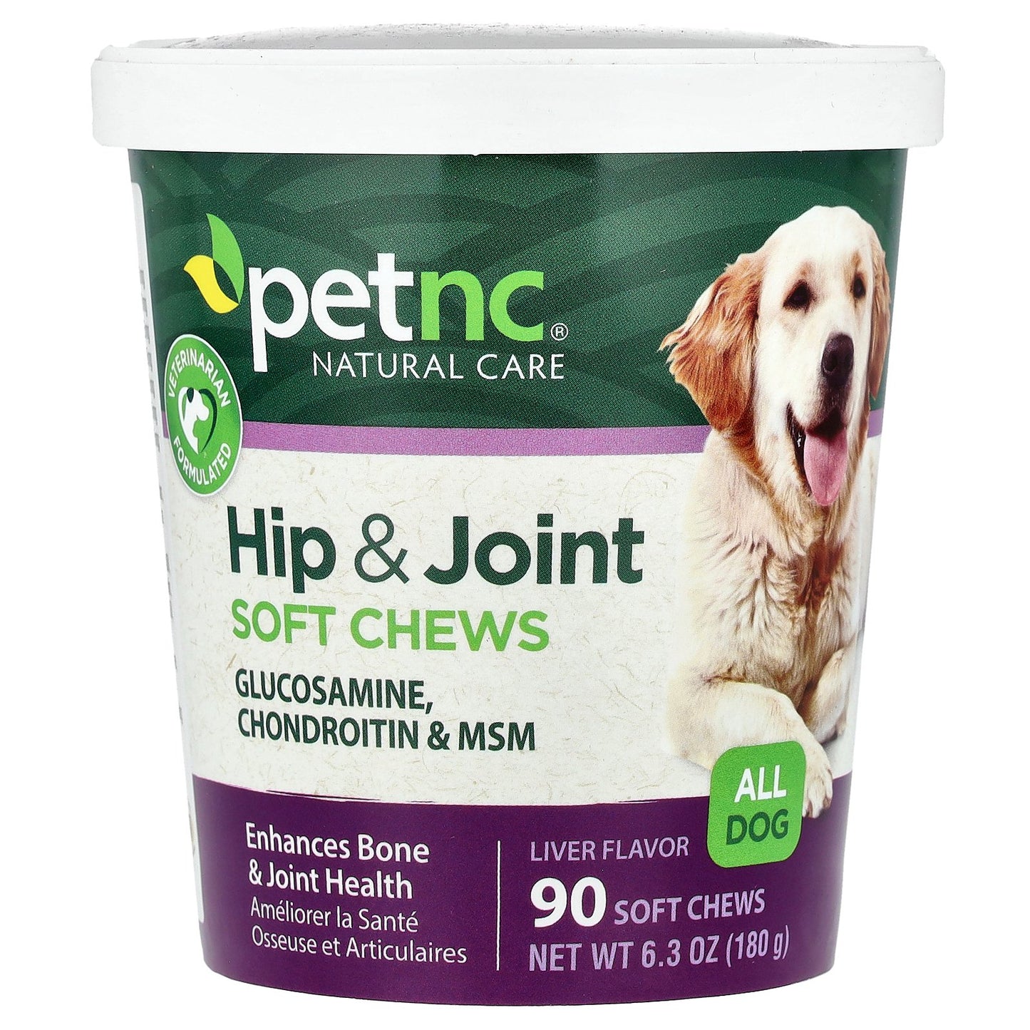 petnc NATURAL CARE, Hip & Joint Soft Chews, All Dog, Liver, 90 Soft Chews, 6.3 oz (180 g)