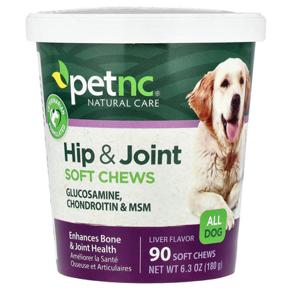 petnc NATURAL CARE, Hip & Joint Soft Chews, All Dog, Liver, 90 Soft Chews, 6.3 oz (180 g)