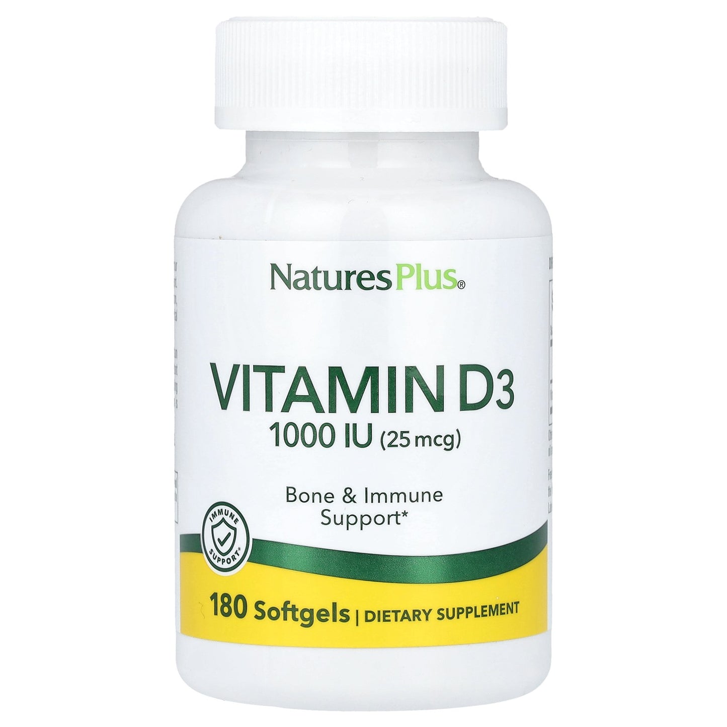 NaturesPlus, Vitamin D3, 25 mcg (1,000 IU), 180 Softgels